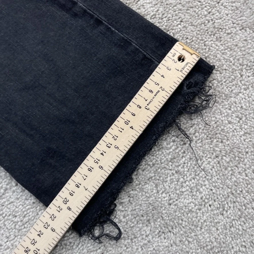 Hudson Jeans Womens 29 Black Collin Flare‎ Low Rise Distressed Denim Fray Hems